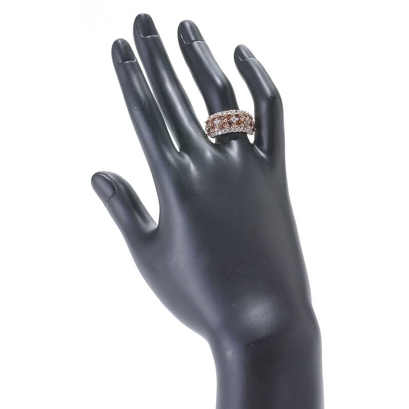 18K Rose Vermeil 3.9Ctw Pear Shaped Malaya Garnet and White Zircon Cluster Ring