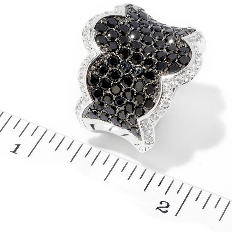 Sterling Silver 3.3Ctw Black Spinel & White Zircon Band Ring