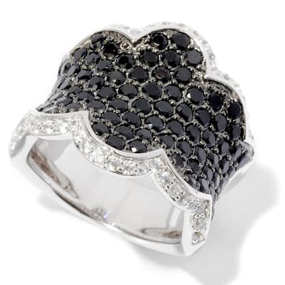 Sterling Silver 3.3Ctw Black Spinel & White Zircon Band Ring