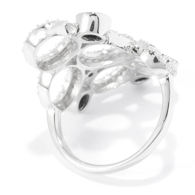 925 Sterling Silver Black Spinel and White Natural Zircon Ring