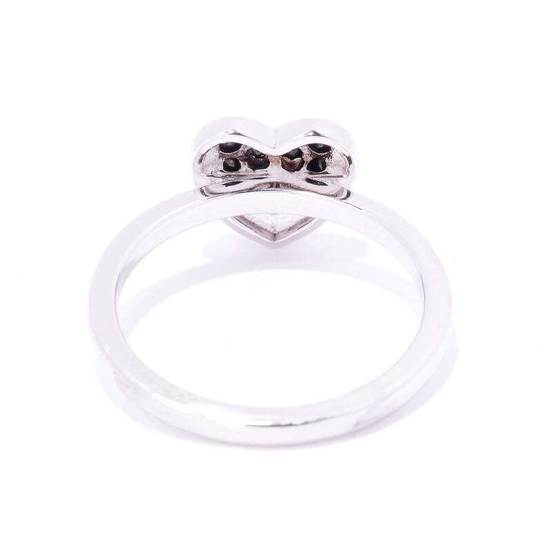 925 Sterling Silver Black Spinel Heart Ring