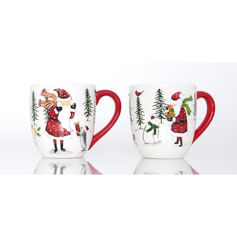 Holiday Cheer Red Mugs Set of 2
