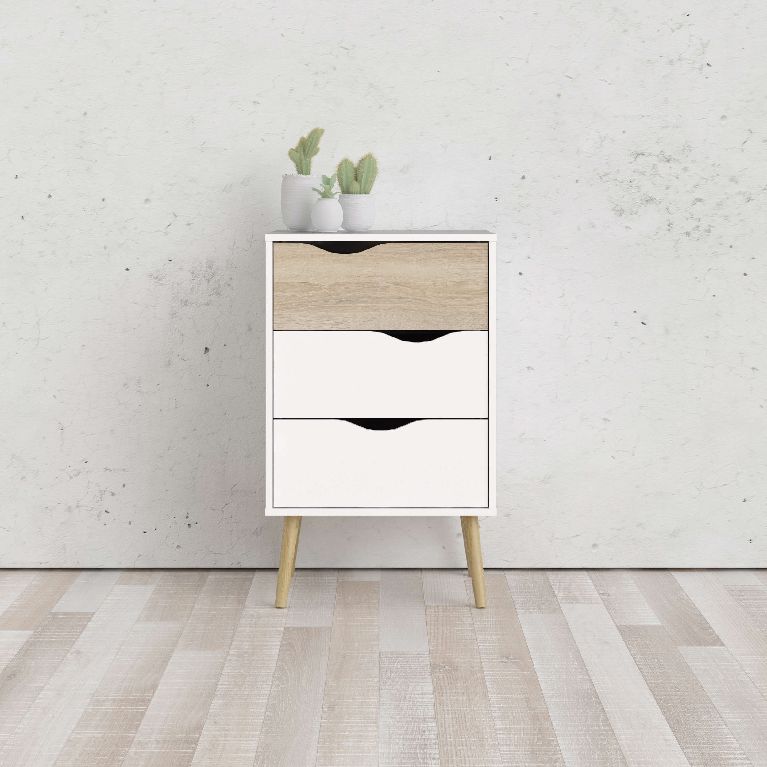 Shop Carson Carrington Kristiansund White And Oak Structure 3 Drawer Nightstand Overstock 30103945