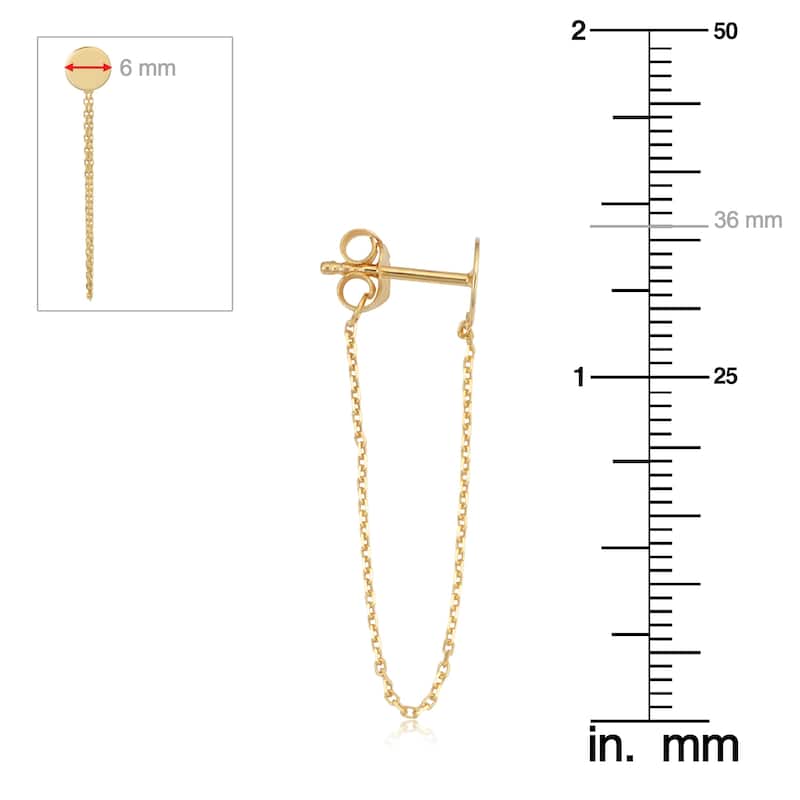 14K Yellow Gold Drape Chain Disc Earrings Jewelry for Women