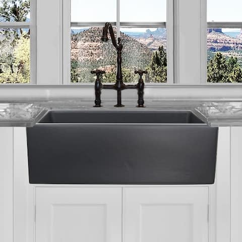 Highpoint Collection Reversible 30-inch Fireclay Farmsink Matte Dark Grey