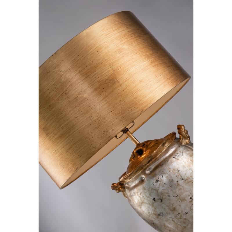 Gold Silver Ceramic Jar Distressed Table Bedside Lamp Lucas McKearn