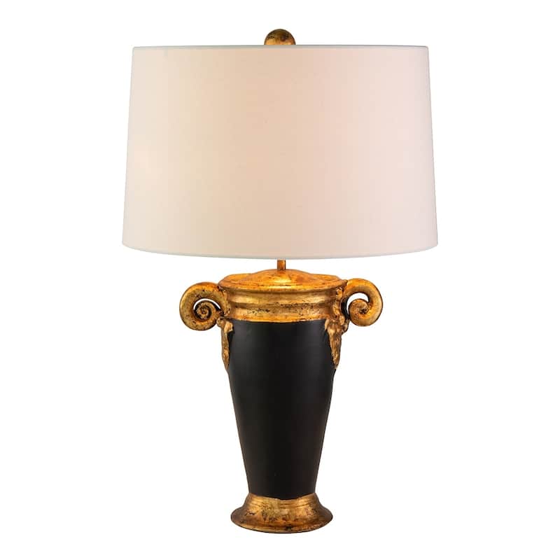 Black and Gold Urn Style Small Table Lamp Drum Shade By Lucas McKearn
