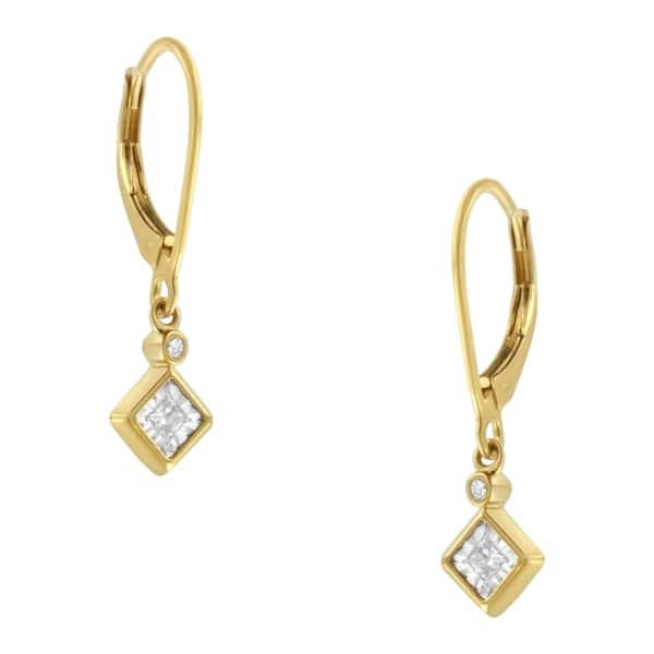 slide 1 of 7, 2 Micron 14K Yellow Gold Plating 1/3ct TDW Diamond Dangle Earrings (J-K, I1-I2)