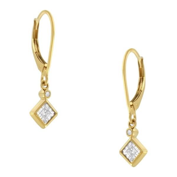 slide 1 of 7, 2 Micron 14K Yellow Gold Plating 1/3ct TDW Diamond Dangle Earrings (J-K, I1-I2)