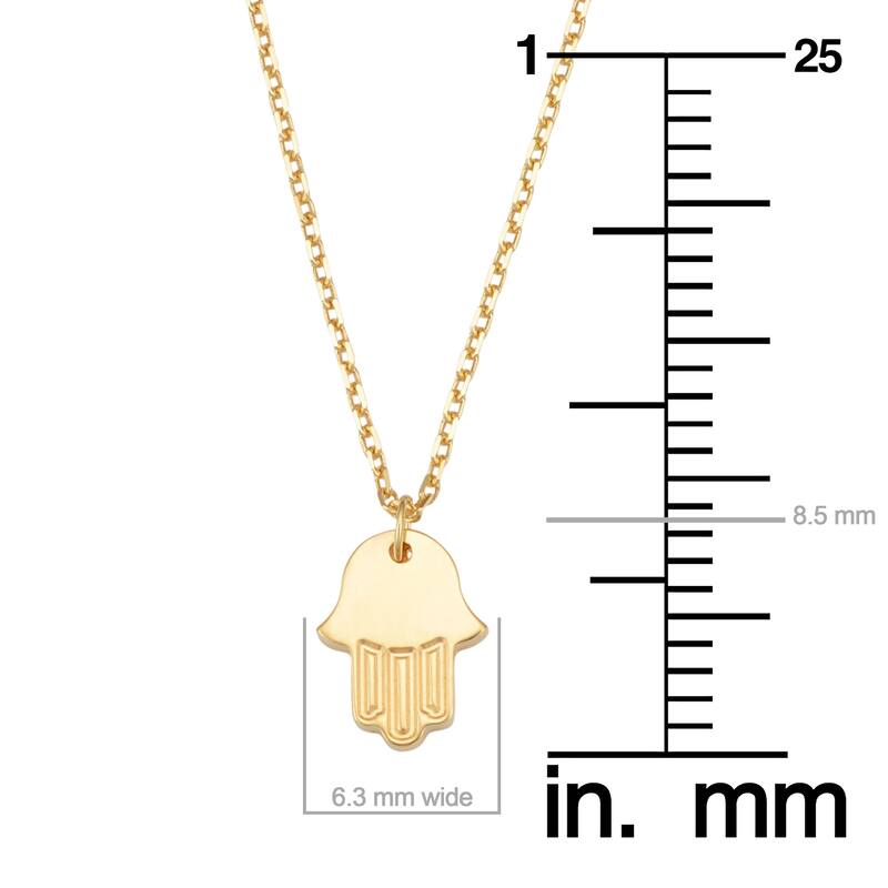 14K Yellow Gold Hamsa Pendant Cable Chain Necklace (adjusts to 16 or 17 inches)