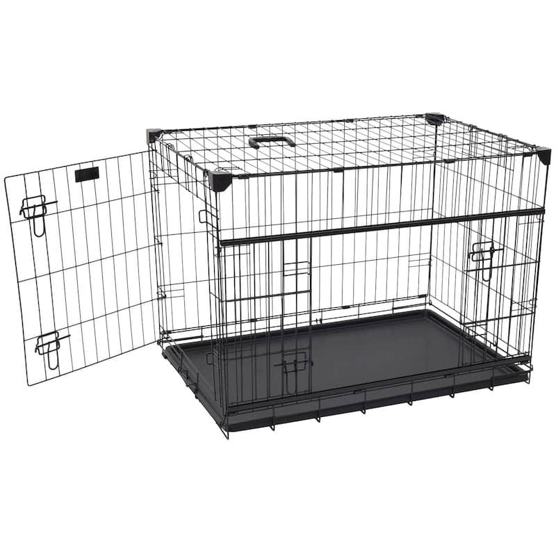 Lucky Dog Sliding Double Door Dog Crate - 2nd Side Door Access