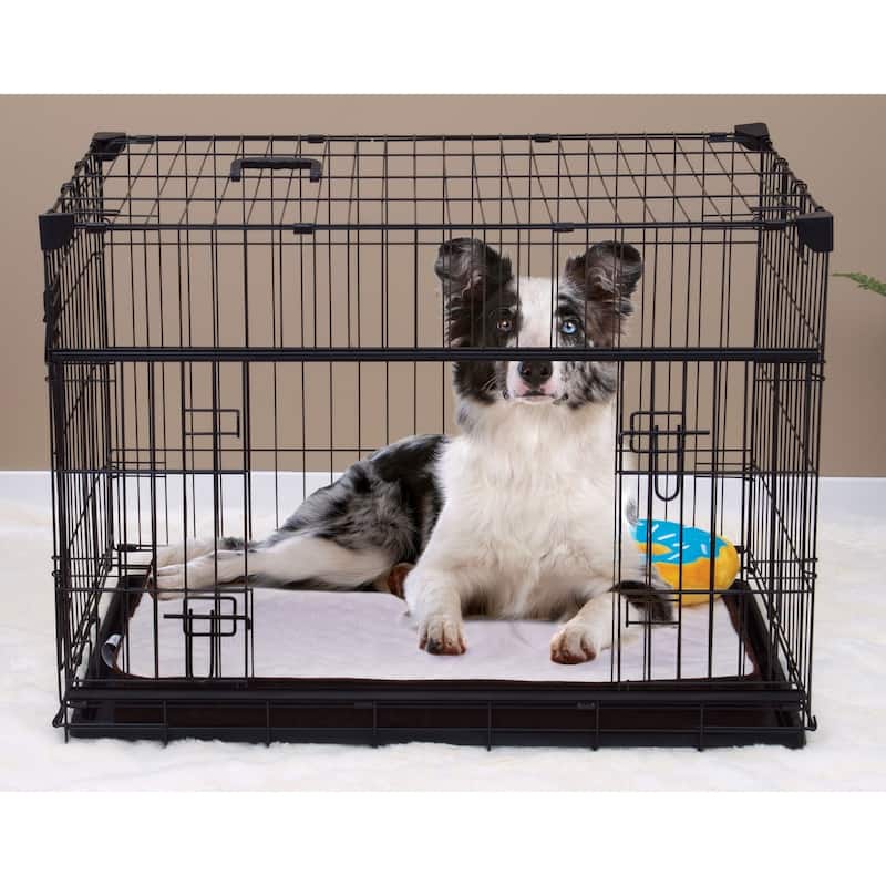 Lucky Dog Sliding Double Door Dog Crate - 2nd Side Door Access - Medium