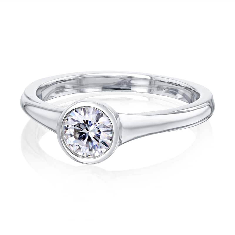 Annello by Kobelli 0.5 Carat Round Forever One Moissanite Solitaire Engagement Ring in 14k Gold (DEF/VS)