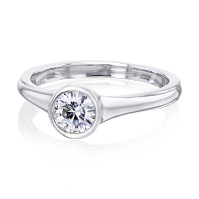 Annello by Kobelli 0.5 Carat Round Forever One Moissanite Solitaire Engagement Ring in 14k Gold (DEF/VS)
