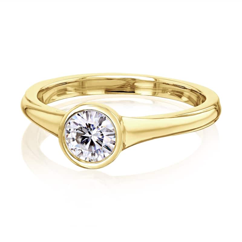 Annello by Kobelli 0.5 Carat Round Forever One Moissanite Solitaire Engagement Ring in 14k Gold (DEF/VS)