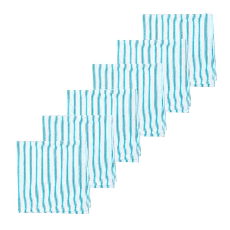 Ticking Stripe Napkin Set of 6 - 18 x 18 - Turquoise