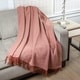 preview thumbnail 4 of 8, Calyx Interiors Checked Lambswool Blend Throw Blankets Brick/cream with fringe