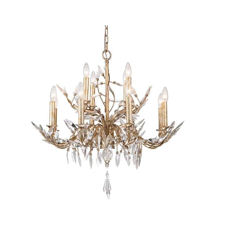 Antique Silver Crystal Bud 12 Light Dining Chandelier Lucas McKearn