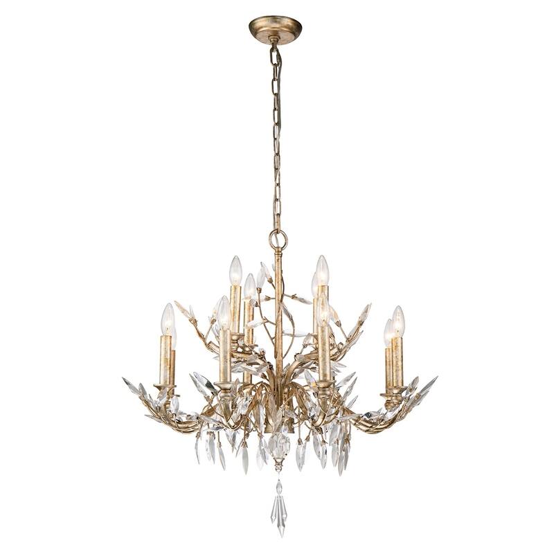 Antique Silver Crystal Bud 12 Light Dining Chandelier Lucas McKearn