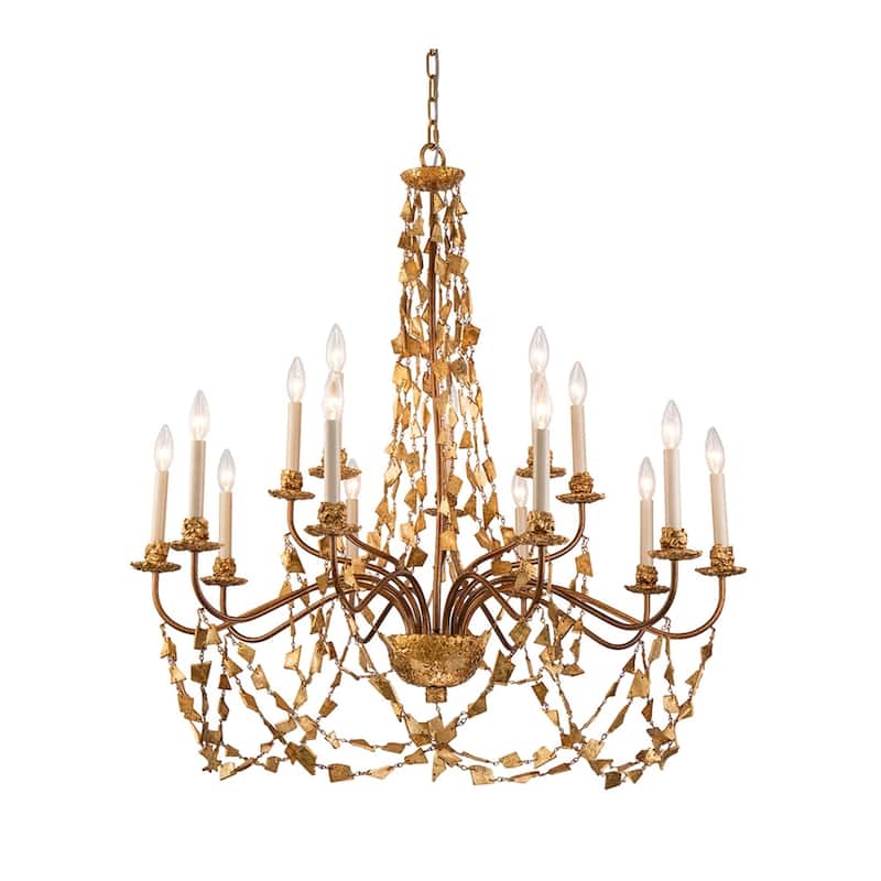 Gracewood Hollow Kondo 15-light 2-tier Antique Goldtone Chandelier
