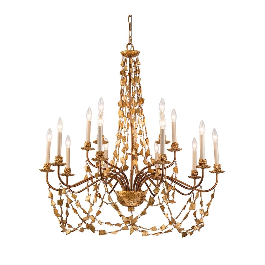 Gracewood Hollow Kondo 15-light 2-tier Antique Goldtone Chandelier