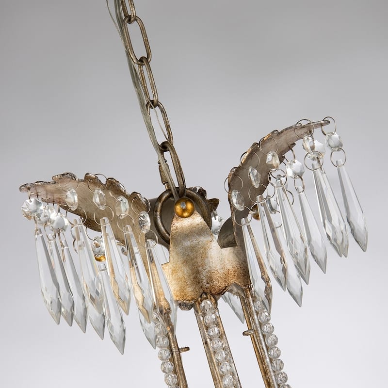 3 Light Mini Antique Silver Empire Chandelier By Lucas McKearn