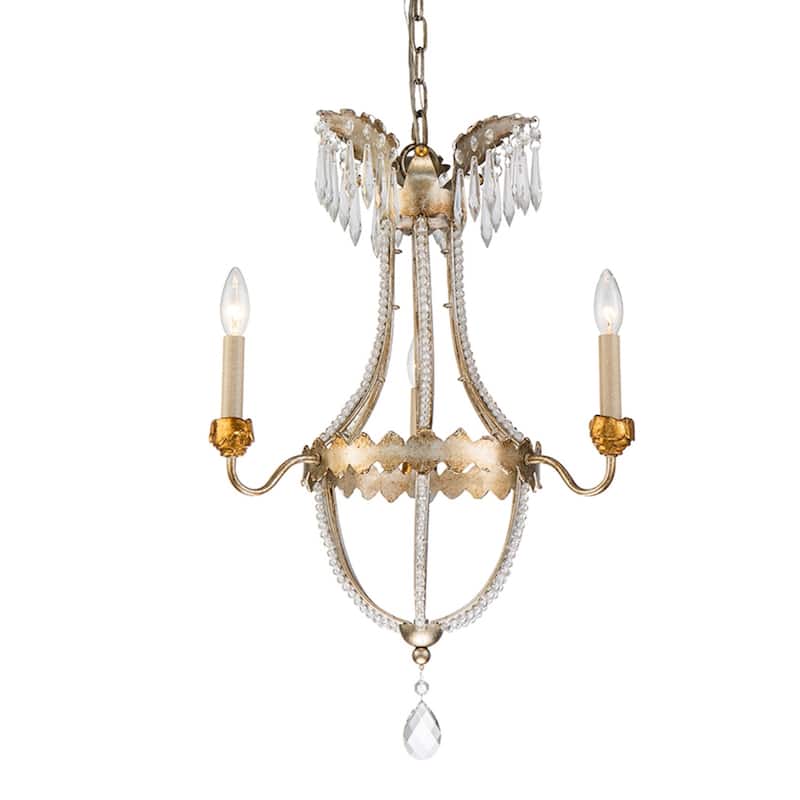 3 Light Mini Antique Silver Empire Chandelier By Lucas McKearn