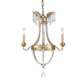 3 Light Mini Antique Silver Empire Chandelier By Lucas McKearn