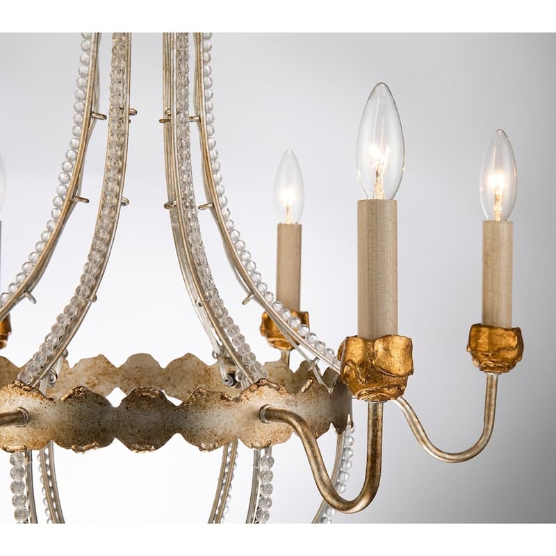 6 Light Foyer Antique Silver Empire Chandelier By Lucas McKearn