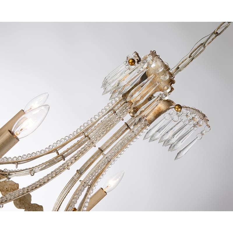 6 Light Foyer Antique Silver Empire Chandelier By Lucas McKearn