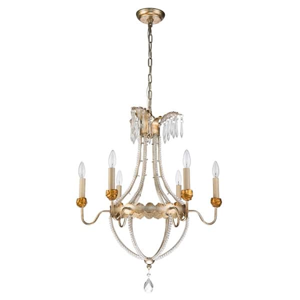 slide 2 of 4, 6 Light Foyer Antique Silver Empire Chandelier By Lucas McKearn