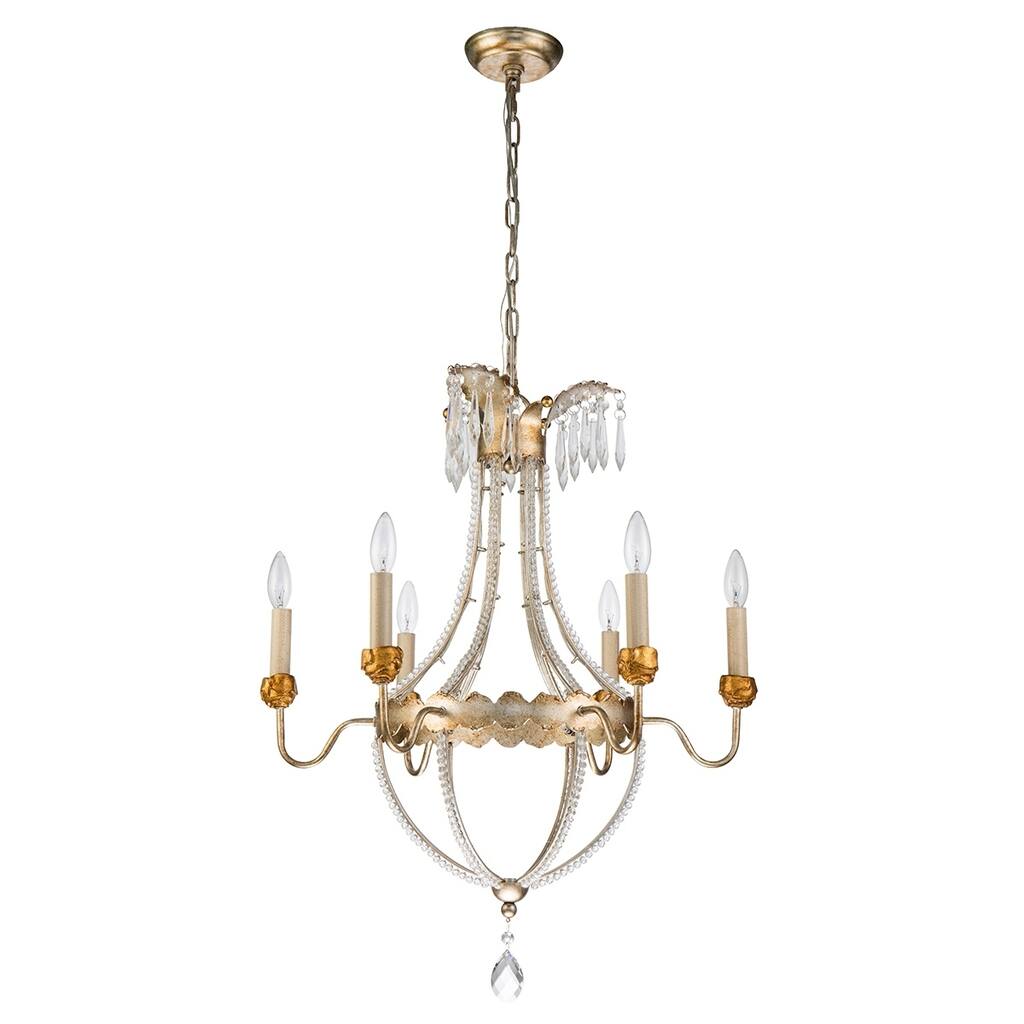 6 Light Foyer Antique Silver Empire Chandelier By Lucas McKearn