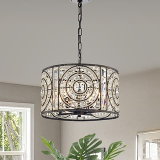 Warehouse of Tiffany Samel 4-Light Antique Bronze Metal Chandelier - Metallic