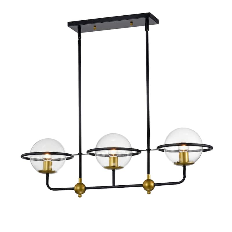 Carson Carrington Yddinge 3-Light Black and Gold Metal Chandelier