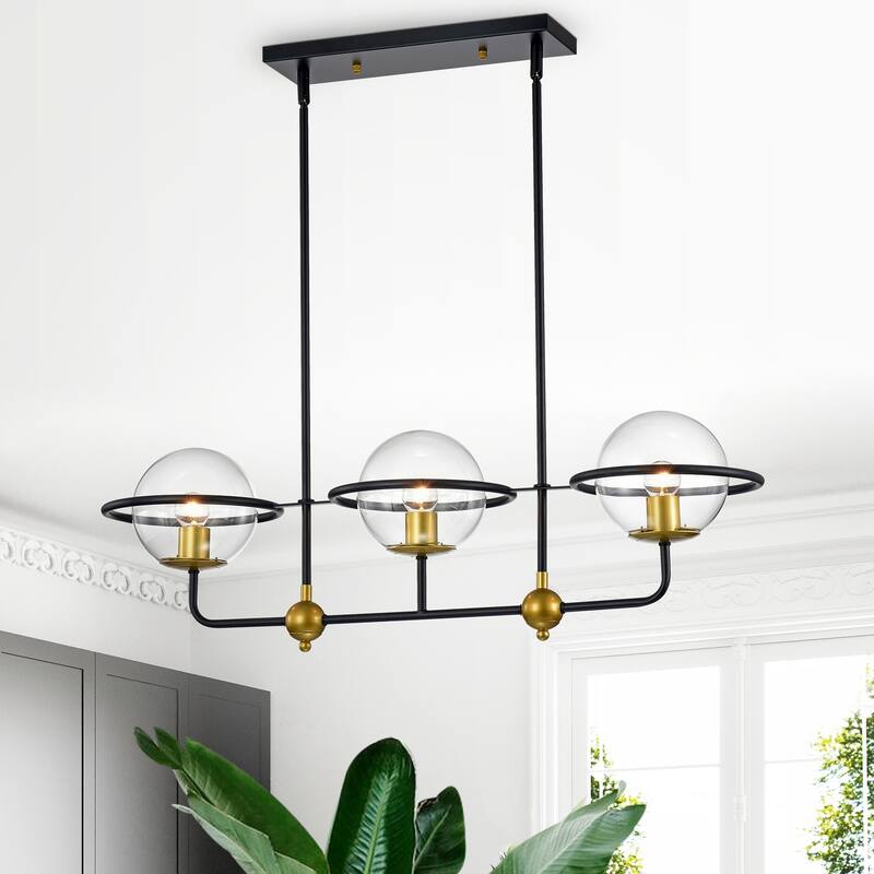 Carson Carrington Yddinge 3-Light Black and Gold Metal Chandelier