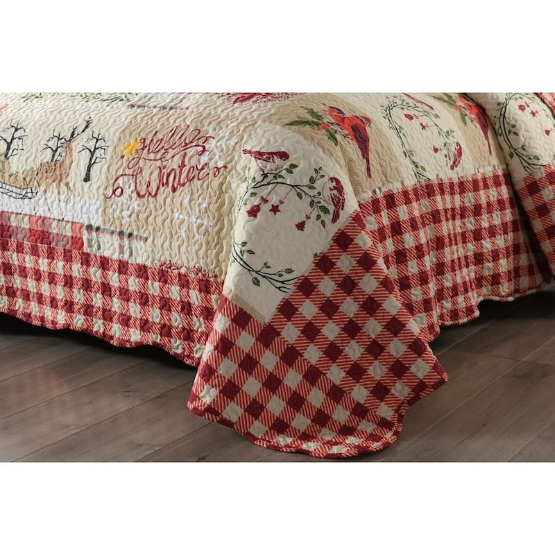 Plaid Patchwork Christmas Quilt Bedding Set