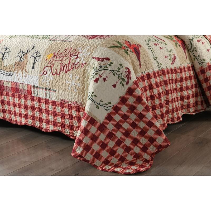 Plaid Patchwork Christmas Quilt Bedding Set