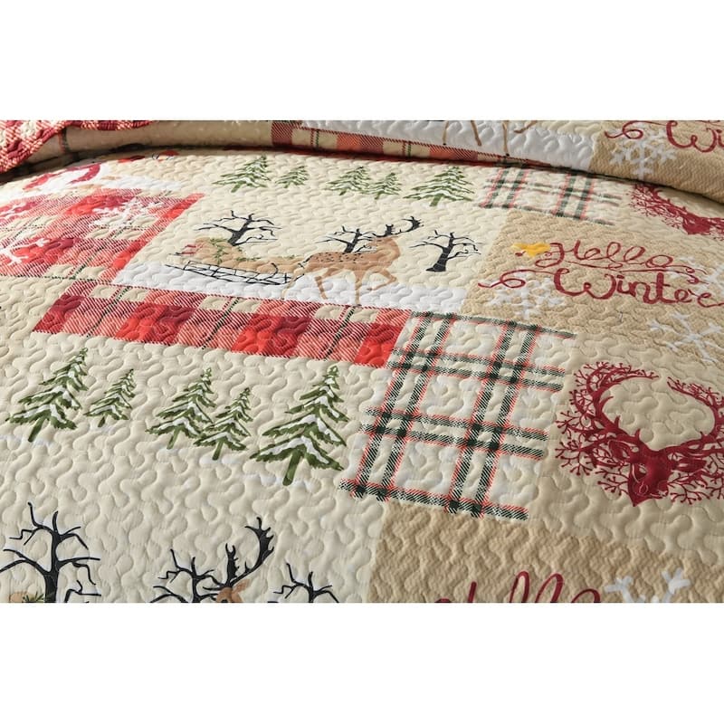Plaid Patchwork Christmas Quilt Bedding Set