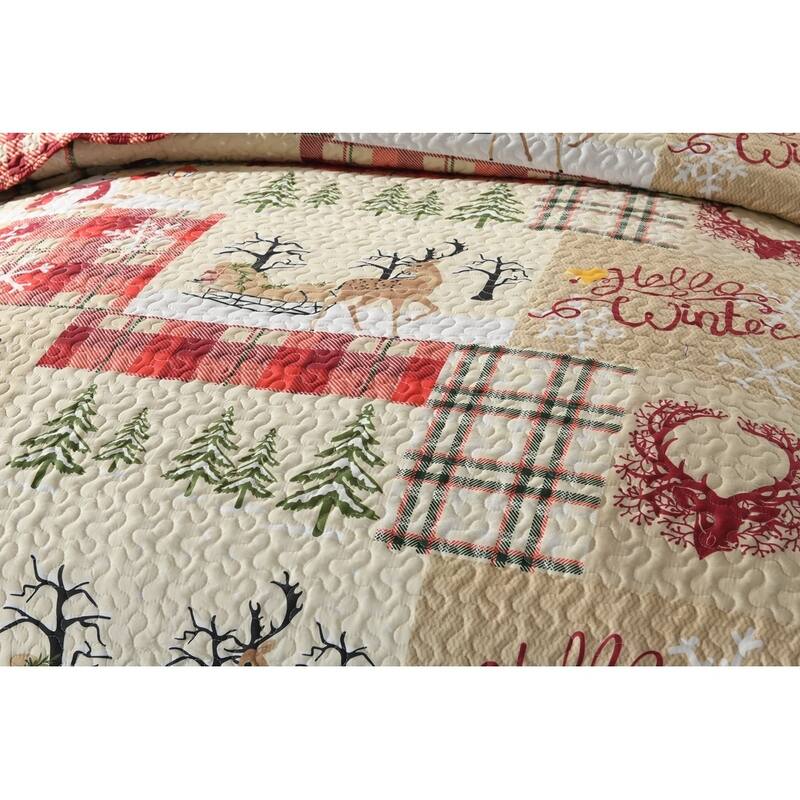 Plaid Patchwork Christmas Quilt Bedding Set