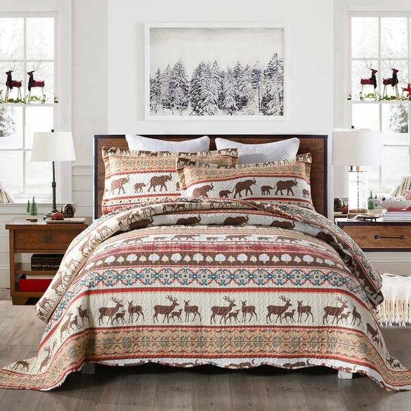 slide 1 of 5, Carbon Loft Medina Rustic Christmas Quilt Bedspread Set