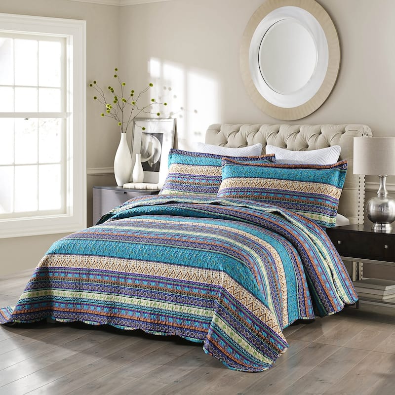 Purple Bohemian Quilt Bedspread Set