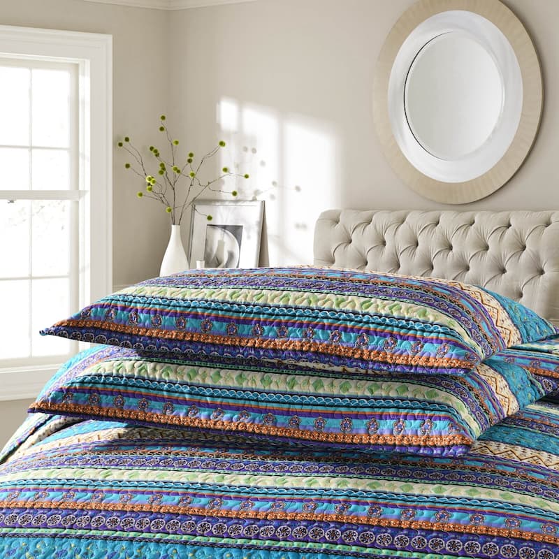 Purple Bohemian Quilt Bedspread Set