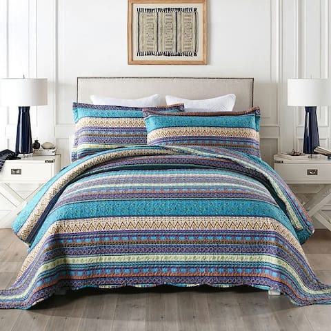 Purple Bohemian Quilt Bedspread Set