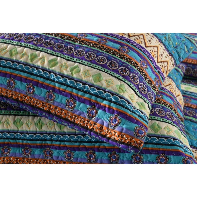 Purple Bohemian Quilt Bedspread Set