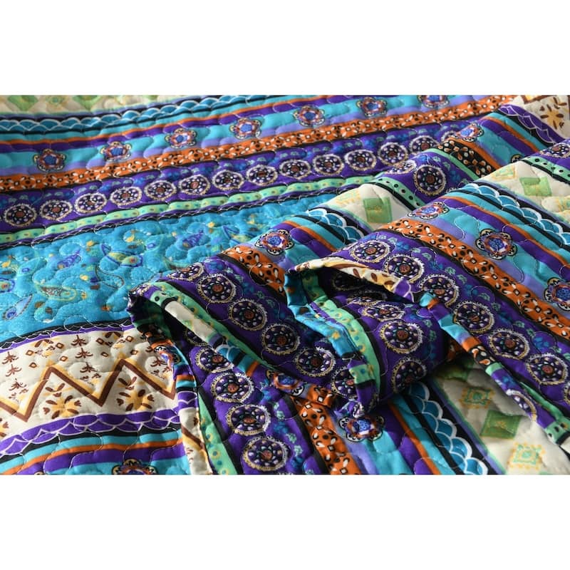 Purple Bohemian Quilt Bedspread Set