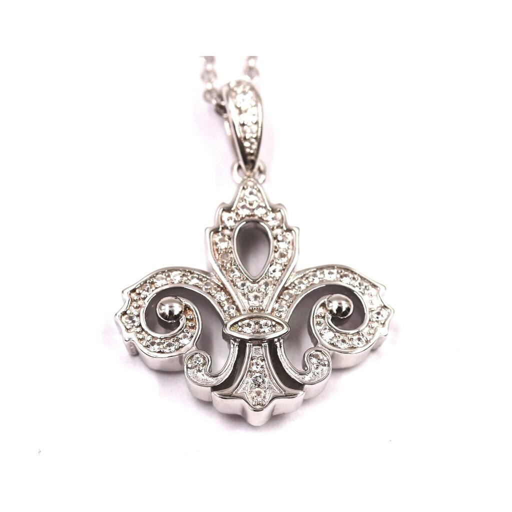 925 Sterling Silver White Natural Zircon Pendant