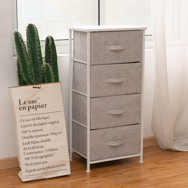 Shop Kinbor Fabric Dresser Drawer Chest Cabinet W Easy Full