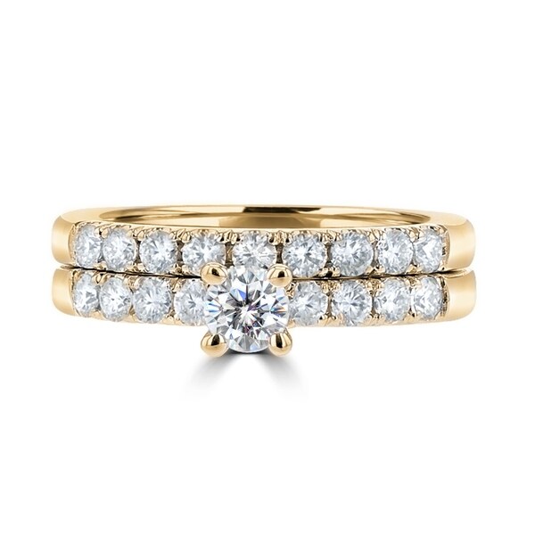 Shop 14 Karat Yellow Gold Moissanite Wedding Ring Set On