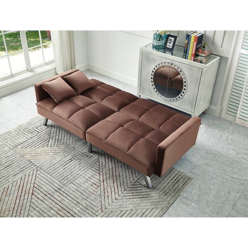 Comfortable Velvet Multi-position Sleeper Sofa Bed