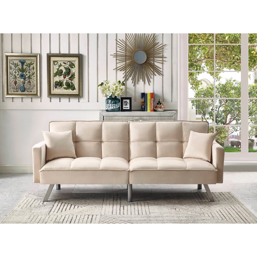 Comfortable Velvet Multi-position Sleeper Sofa Bed